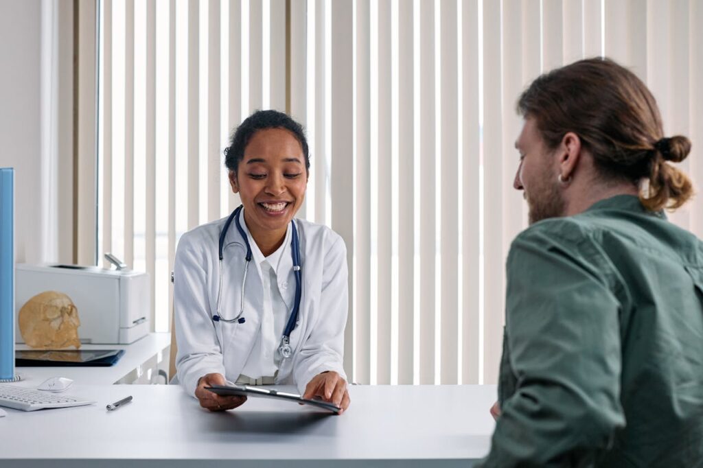 male patient with doctor