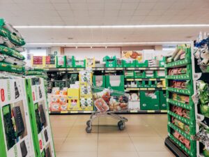 supermarket shelves